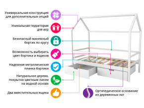 Кровать-домик Svogen с ящиками и бортиком бежево-белый в Кургане - kurgan.magazinmebel.ru | фото - изображение 2