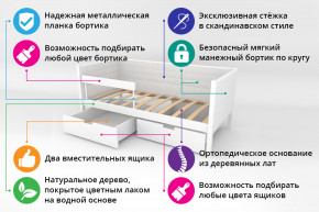 Кровать-тахта Svogen мягкая с ящиками и бортиком с фото белый/динозаврики в Кургане - kurgan.magazinmebel.ru | фото - изображение 2